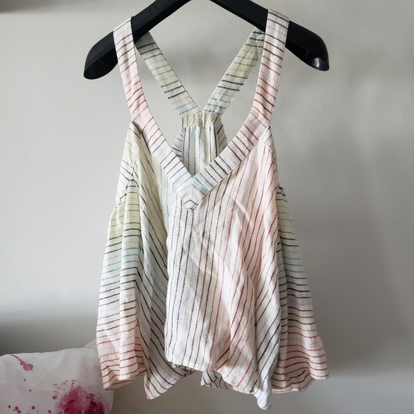 Striped Cold Shoulder Linen Top - Picture 5 of 8